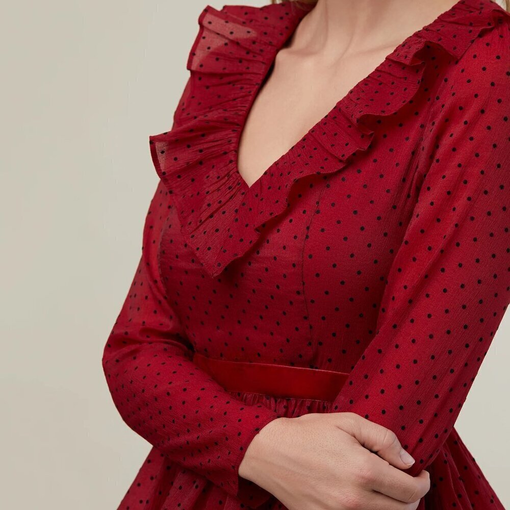 Rachel Parcell Ruffle Tiered Midi Dress Size 10 - Picture 3 of 4